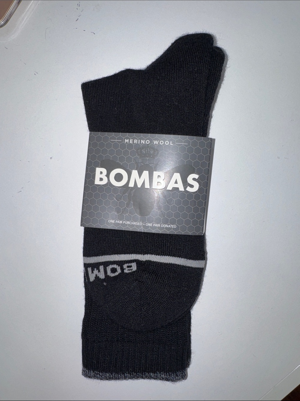 Bombas Black Merino Wool Athletic Crew Socks